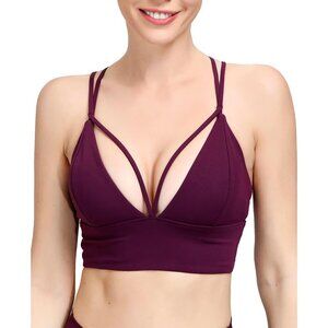 Women's Purple Strappy Bralettes Pull-on Sports Bra Rave Top Festival Outfits